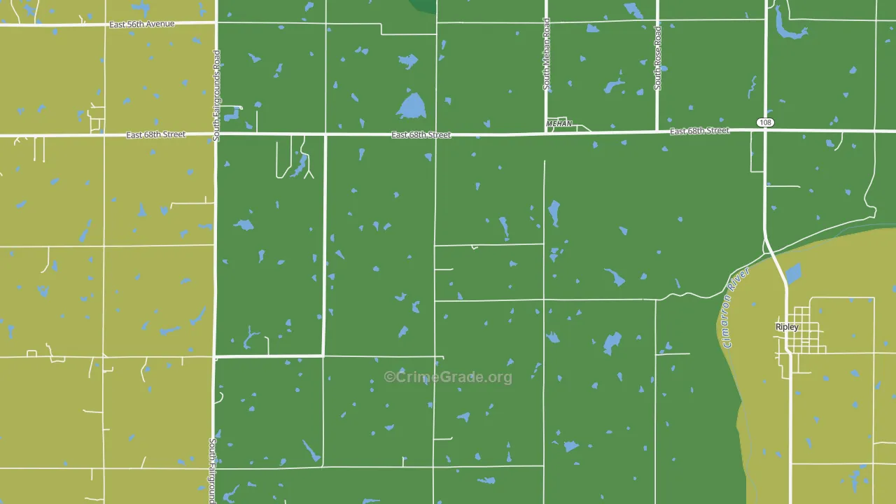 Mehan, OK Map of Drug-Related Crime Rates