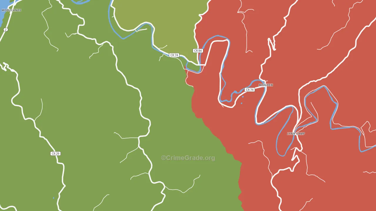 Meighen, WV Map of Drug-Related Crime Rates
