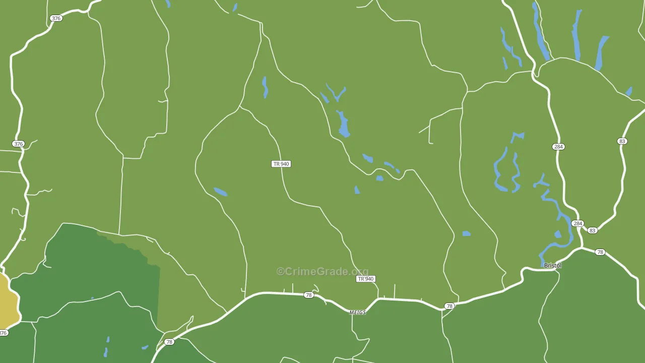 Meigs, OH Map of Drug-Related Crime Rates