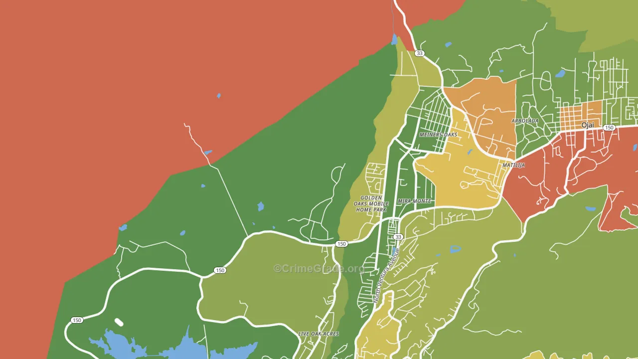 Meiners Oaks, CA Map of Drug-Related Crime Rates