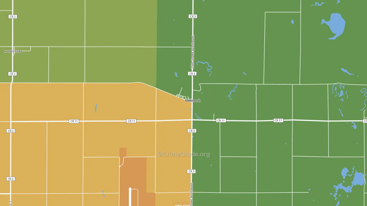 Mekinock, ND Map of Drug-Related Crime Rates
