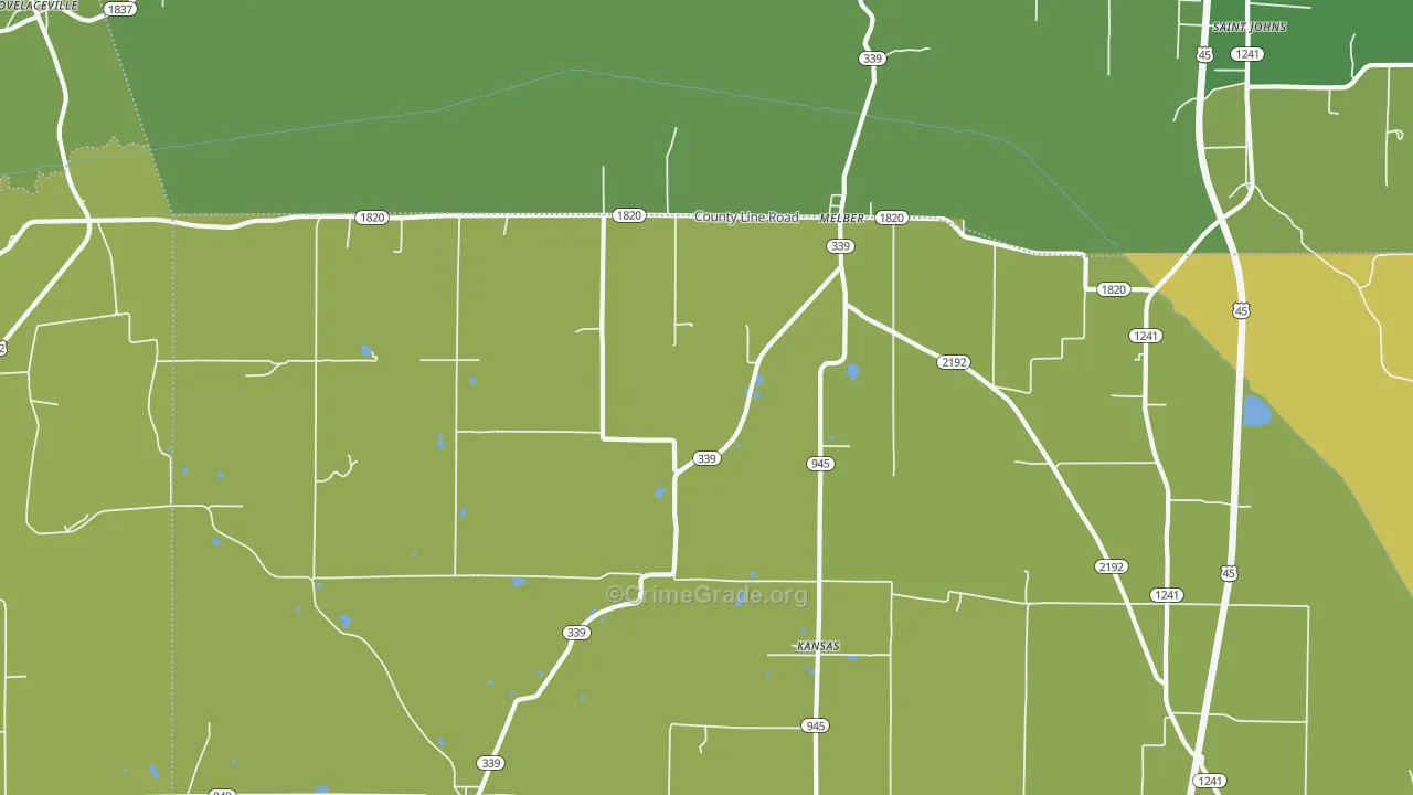Melber, KY Map of Drug-Related Crime Rates