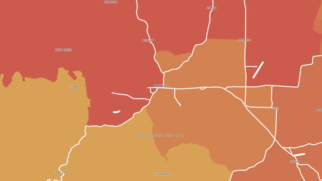 Melbourne, AR Map of Drug-Related Crime Rates