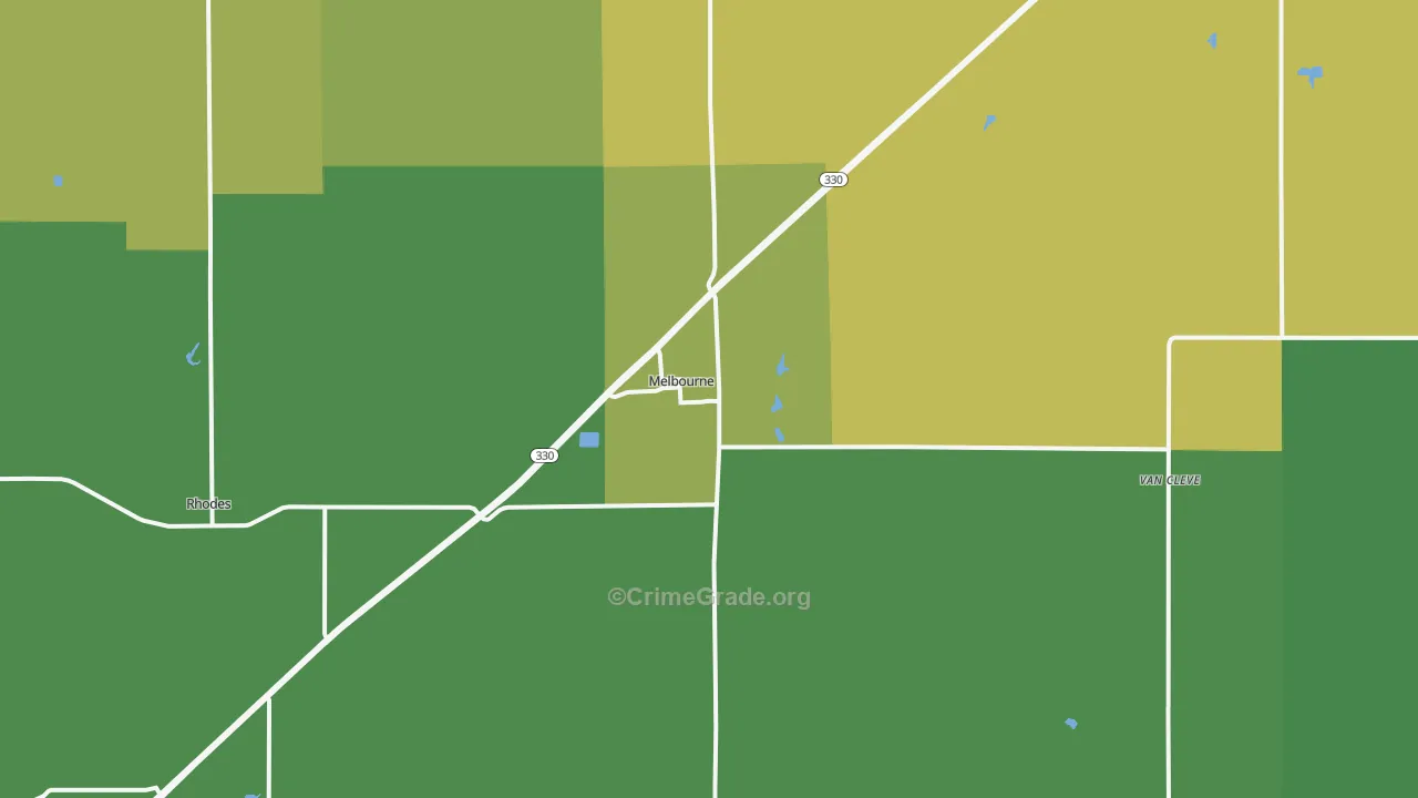 Melbourne, IA Map of Drug-Related Crime Rates
