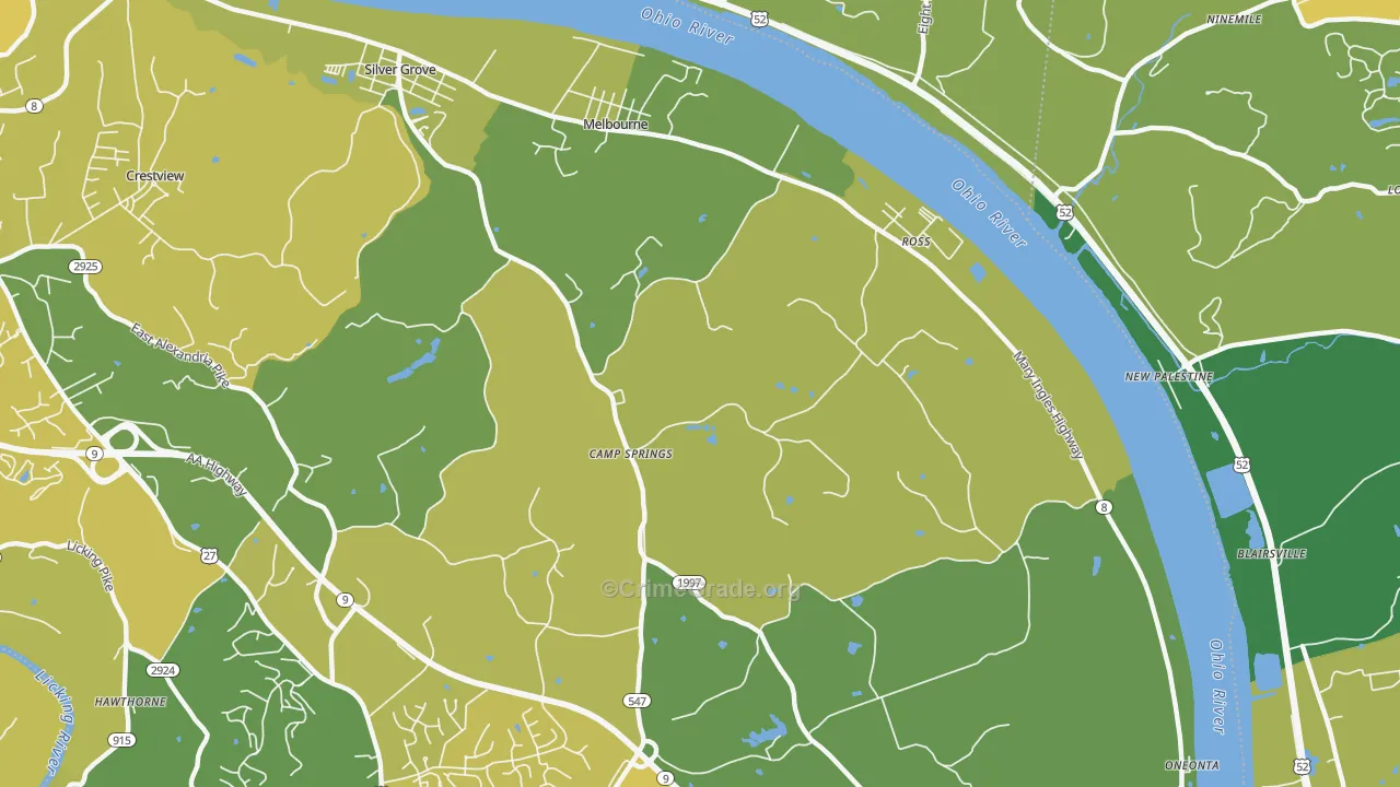 Melbourne, KY Map of Drug-Related Crime Rates