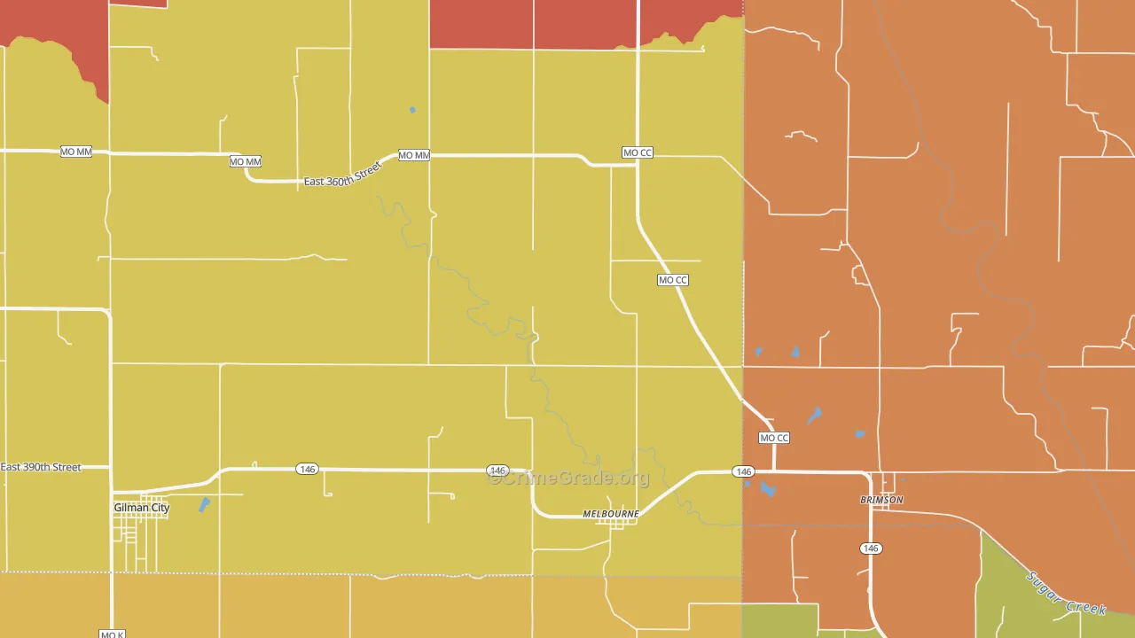 Melbourne, MO Map of Drug-Related Crime Rates