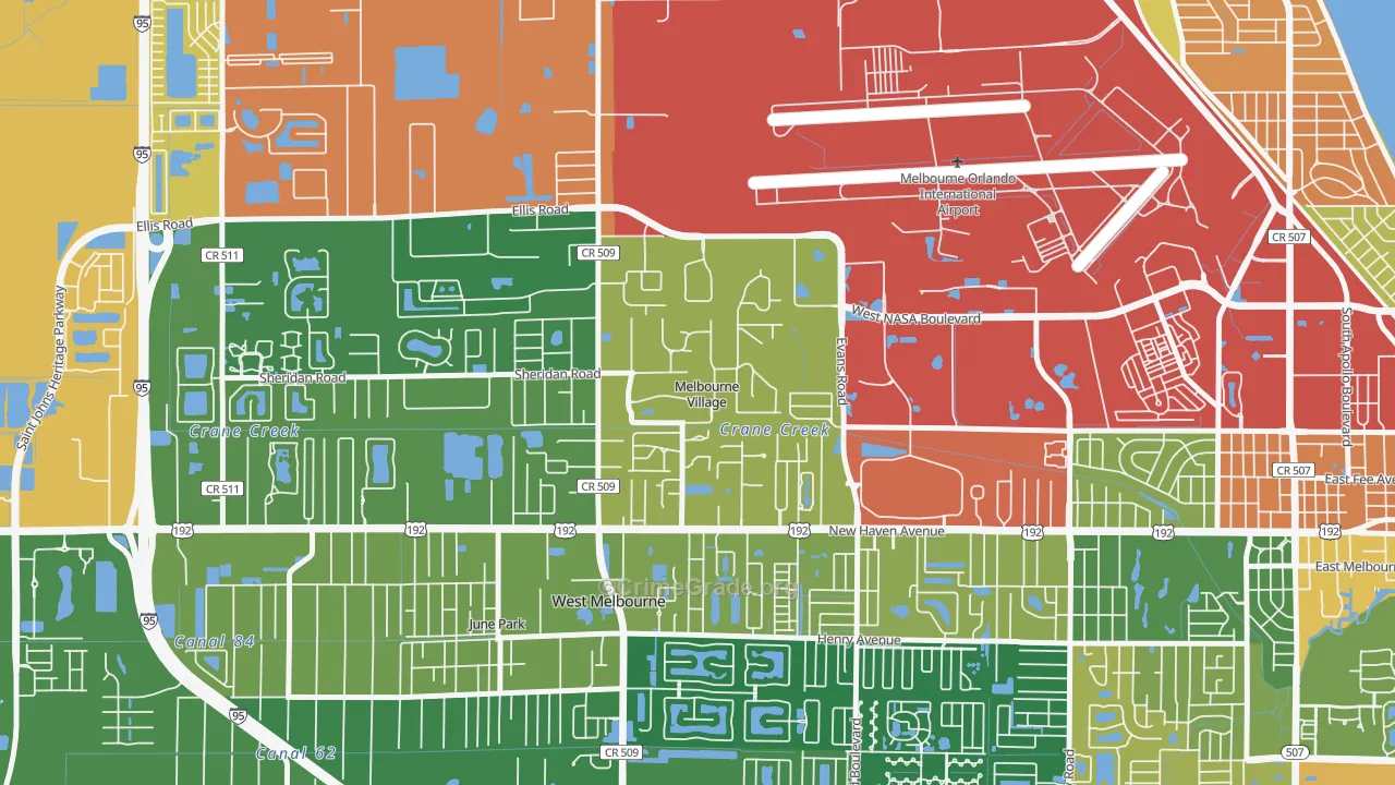 Melbourne Village, FL Map of Drug-Related Crime Rates