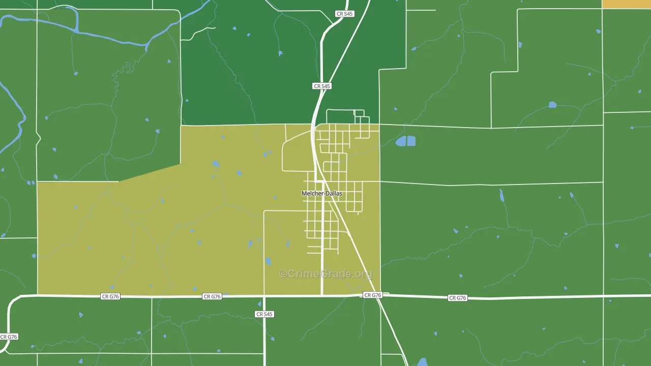 Melcher-Dallas, IA Map of Drug-Related Crime Rates