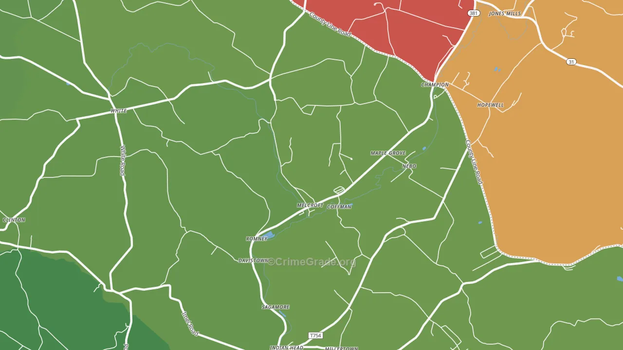 Melcroft, PA Map of Drug-Related Crime Rates