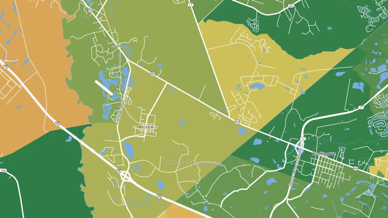 Meldrim, GA Map of Drug-Related Crime Rates