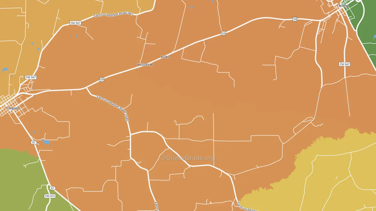 Meldrum, TX Map of Drug-Related Crime Rates