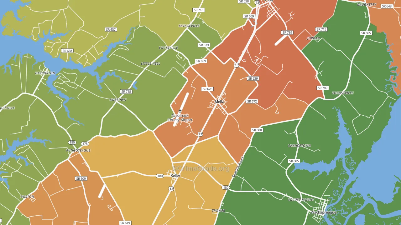 Melfa, VA Map of Drug-Related Crime Rates