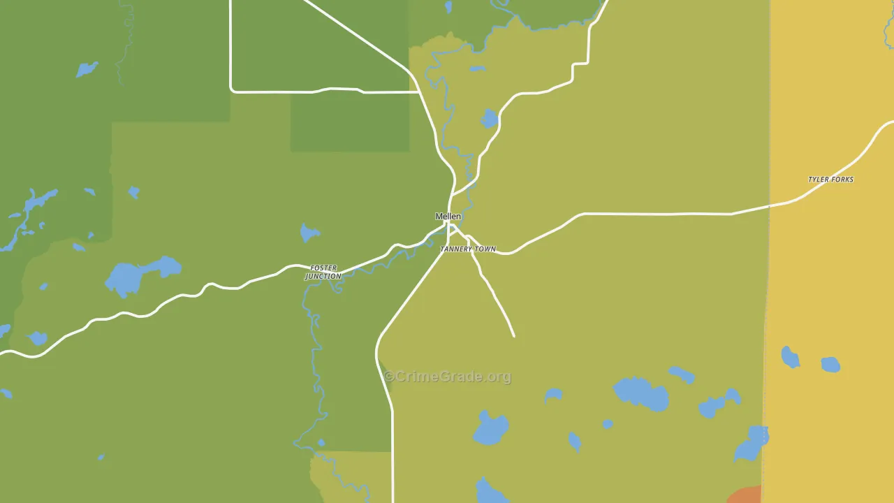 Mellen, WI Map of Drug-Related Crime Rates