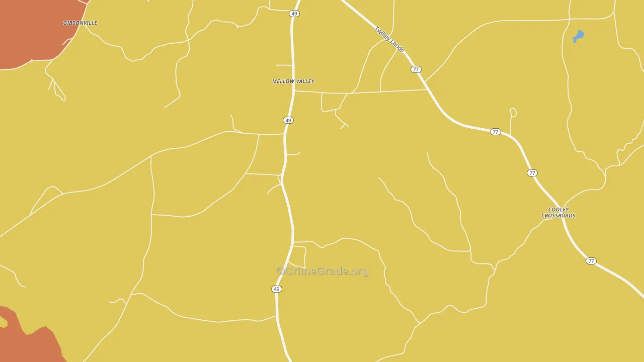 Mellow Valley, AL Map of Drug-Related Crime Rates