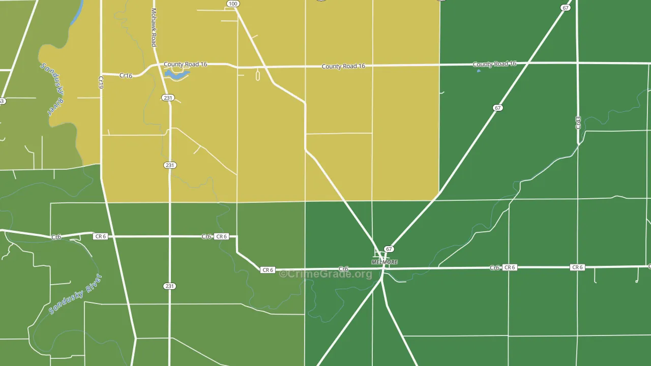 Melmore, OH Map of Drug-Related Crime Rates