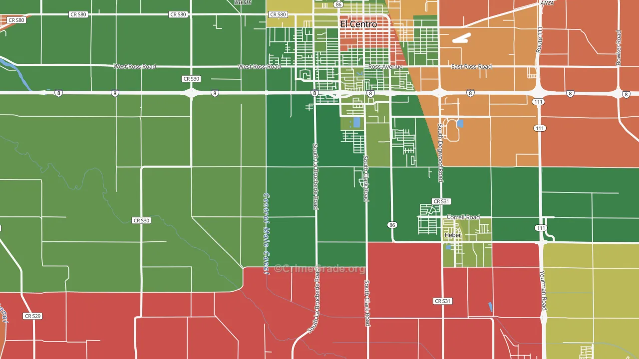 Meloland, CA Map of Drug-Related Crime Rates