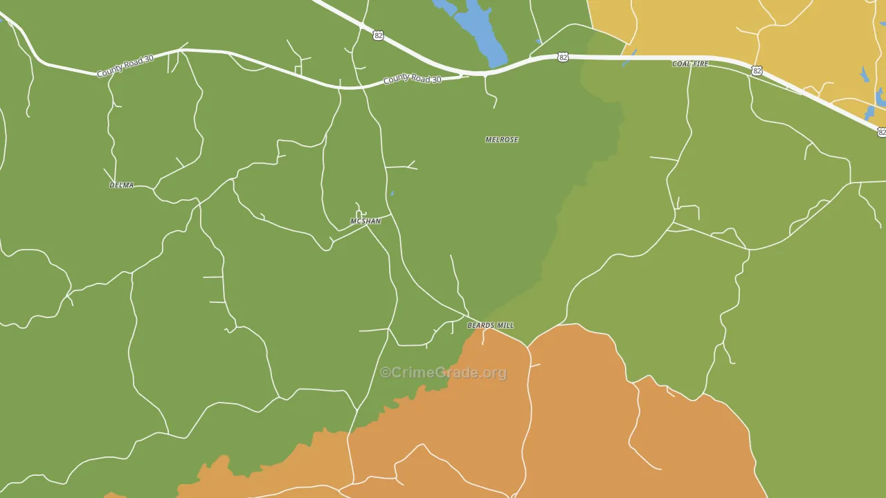 Melrose, AL Map of Drug-Related Crime Rates