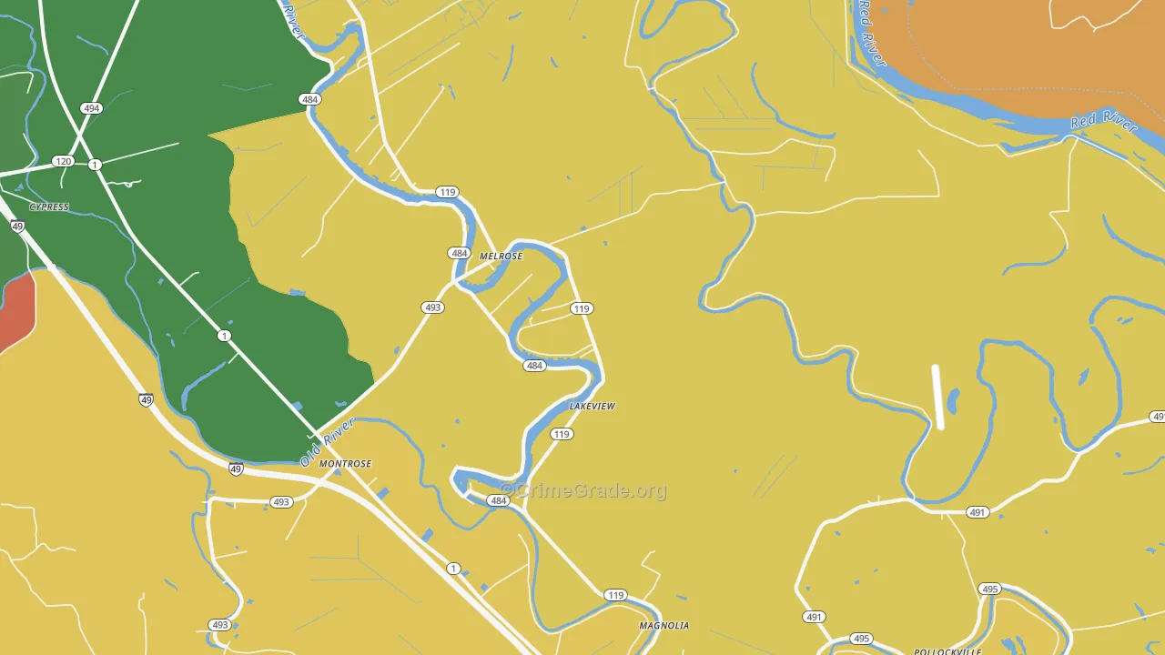 Melrose, LA Map of Drug-Related Crime Rates