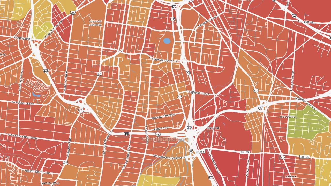 Melrose, Nashville, TN Map of Drug-Related Crime Rates