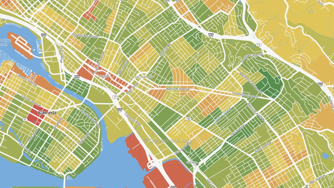 Melrose, Oakland, CA Map of Drug-Related Crime Rates