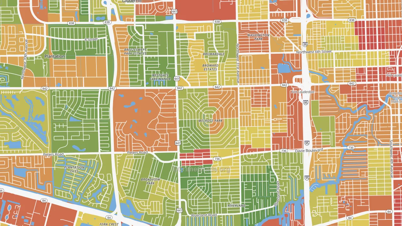 Melrose Park, Fort Lauderdale, FL Map of Drug-Related Crime Rates