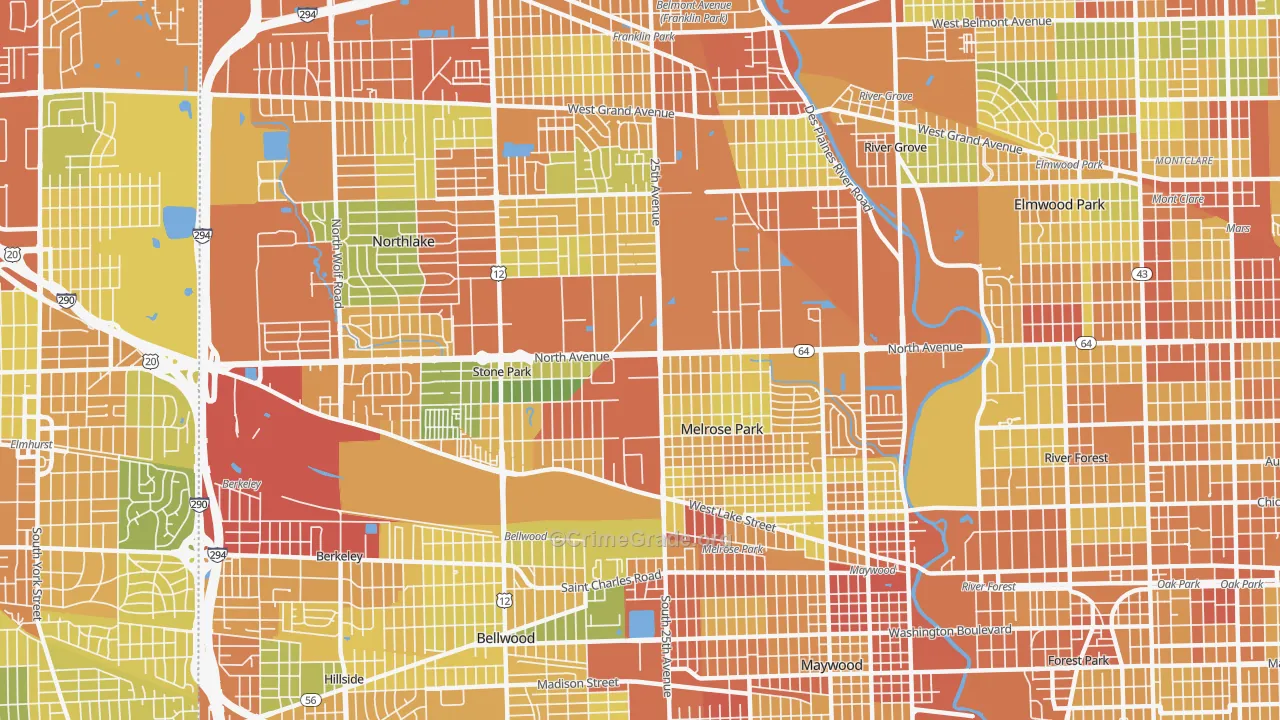 Melrose Park, IL Map of Drug-Related Crime Rates