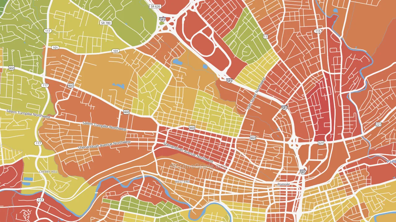 Melrose-Rugby, Roanoke, VA Map of Drug-Related Crime Rates