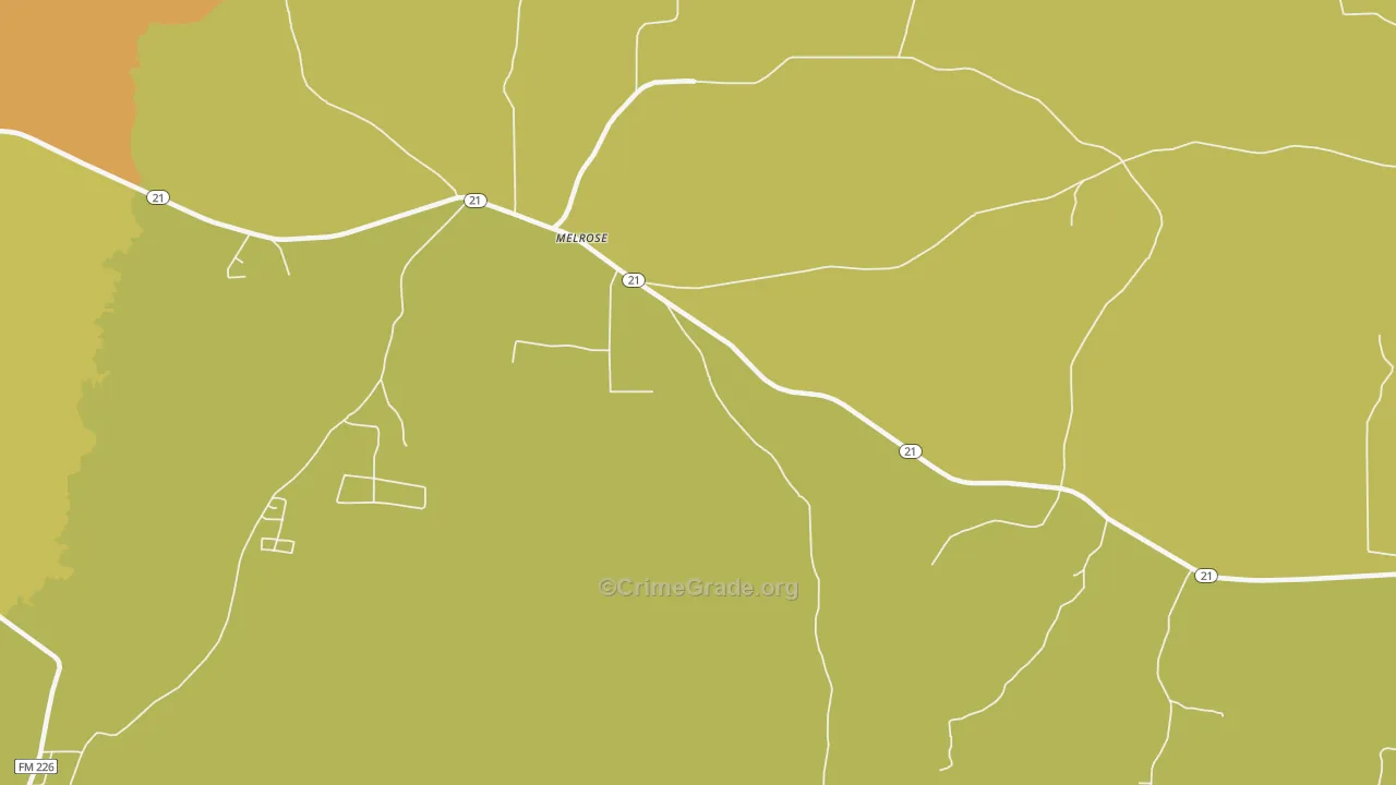 Melrose, TX Map of Drug-Related Crime Rates