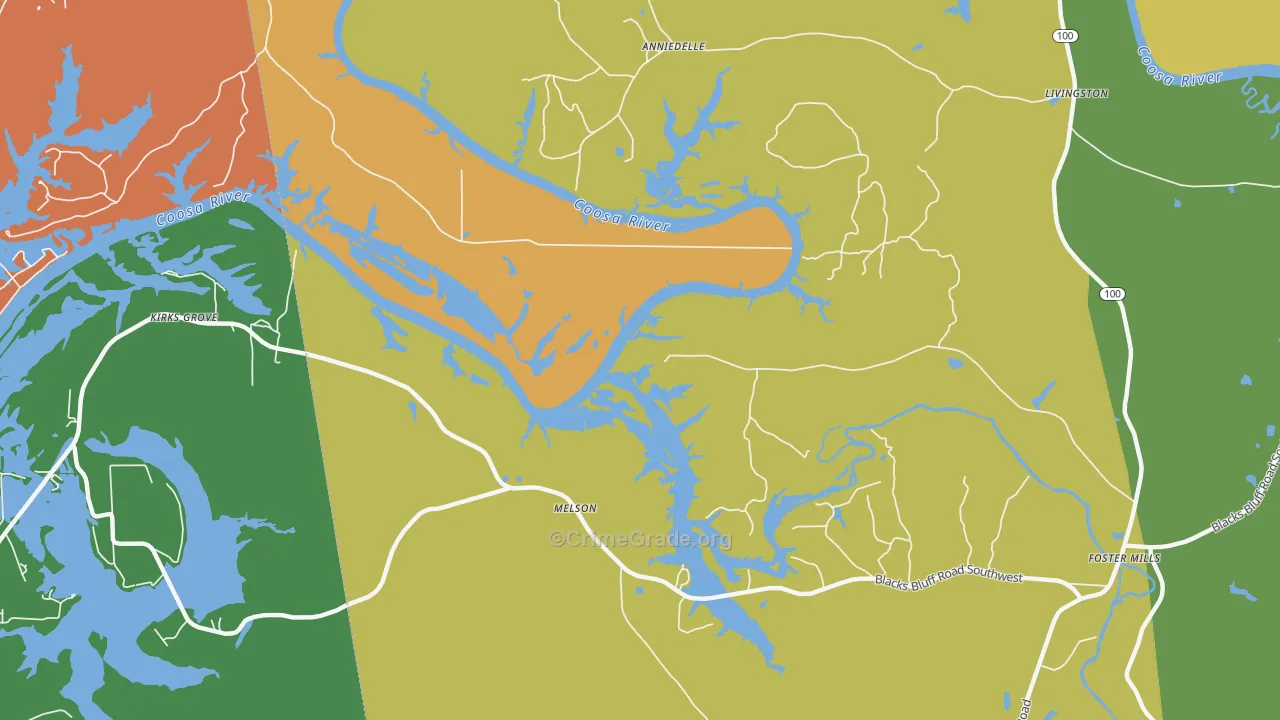 Melson, GA Map of Drug-Related Crime Rates