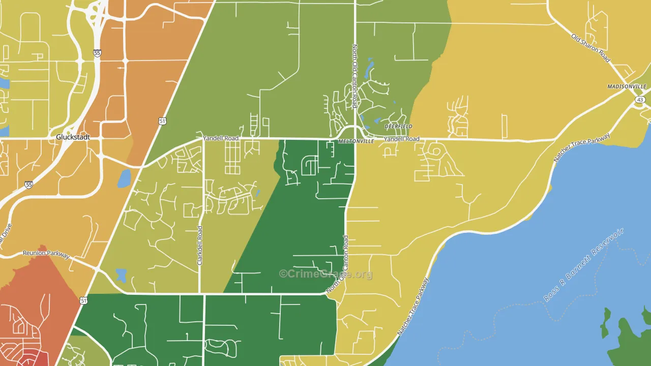 Meltonville, MS Map of Drug-Related Crime Rates