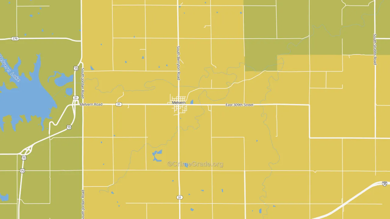 Melvern, KS Map of Drug-Related Crime Rates