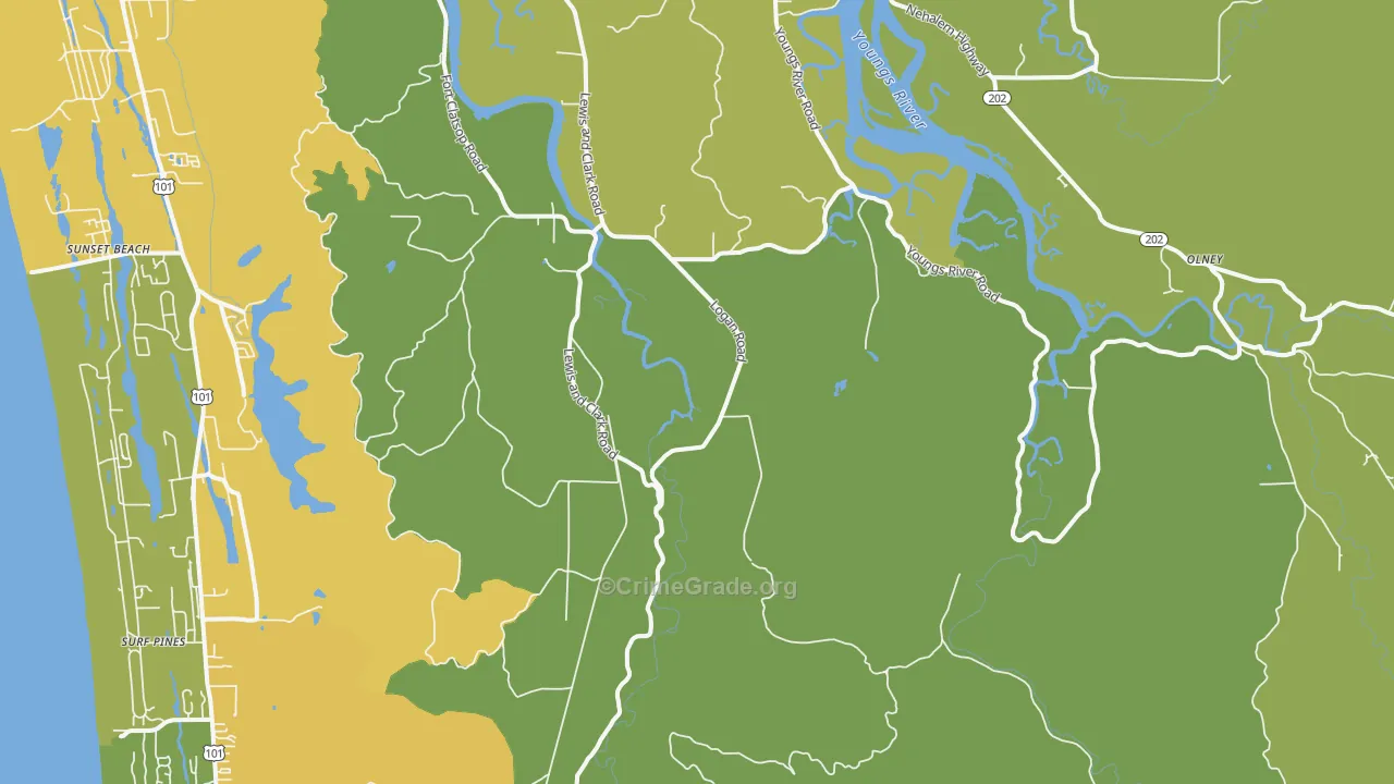 Melville, OR Map of Drug-Related Crime Rates