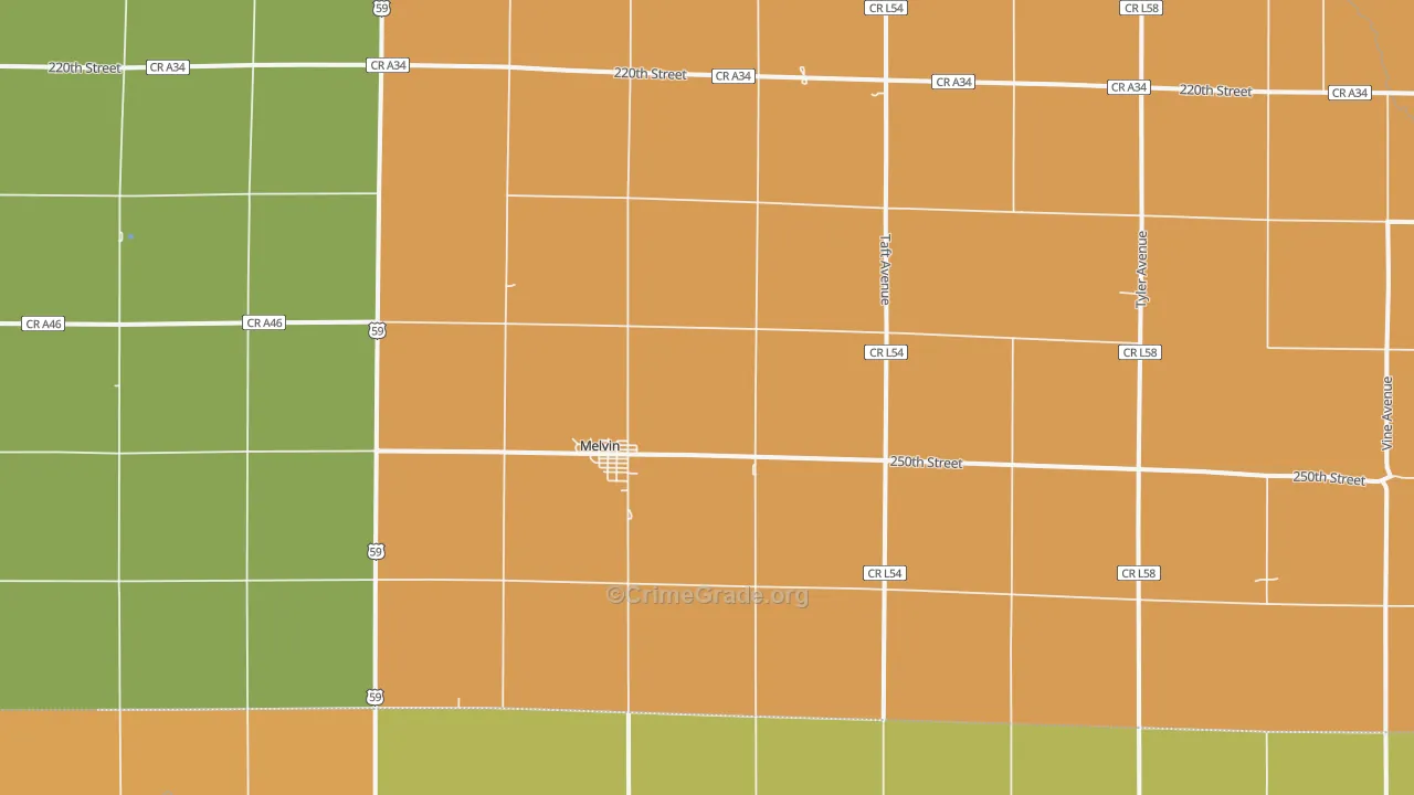 Melvin, IA Map of Drug-Related Crime Rates