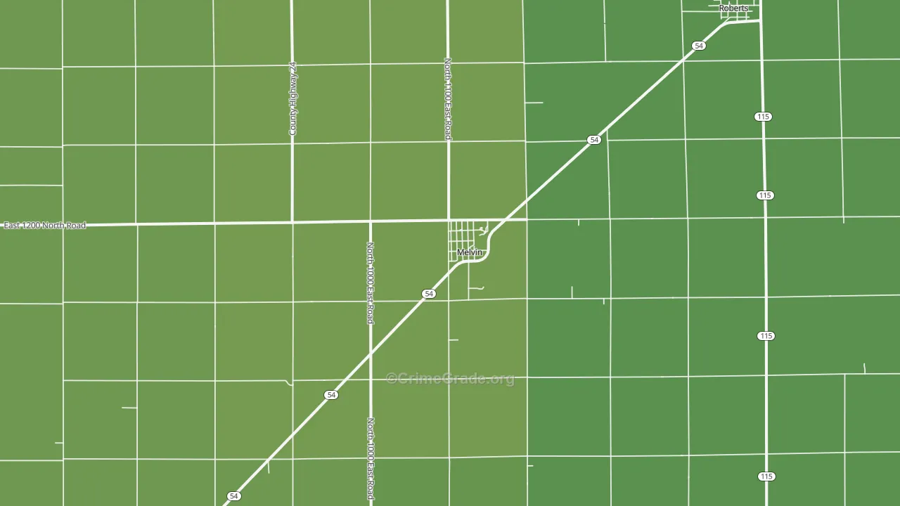 Melvin, IL Map of Drug-Related Crime Rates