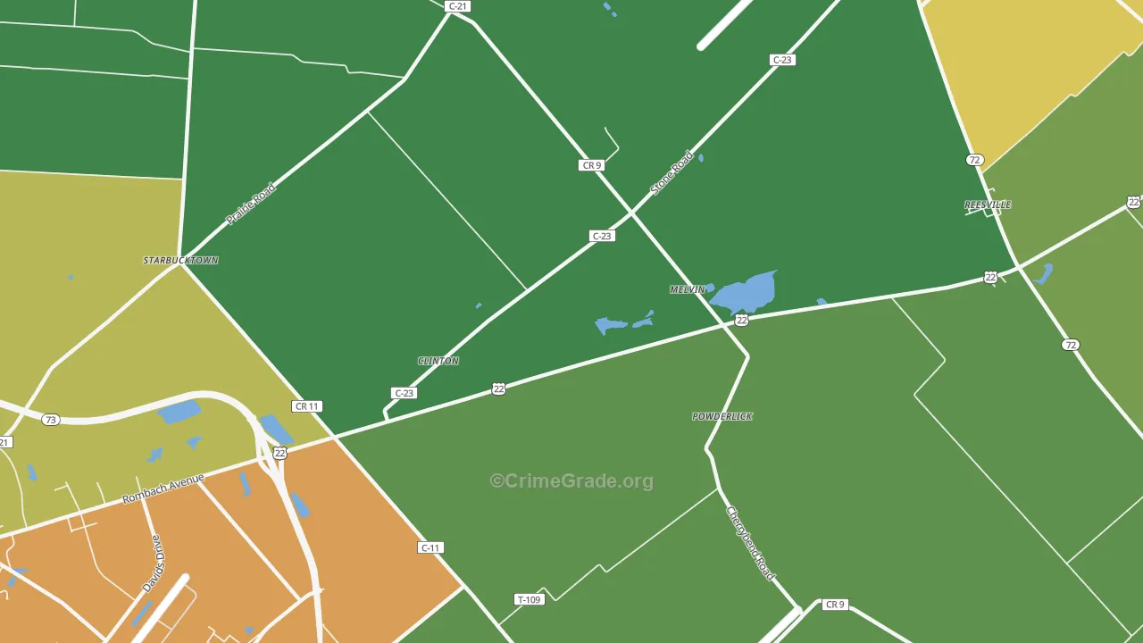 Melvin, OH Map of Drug-Related Crime Rates