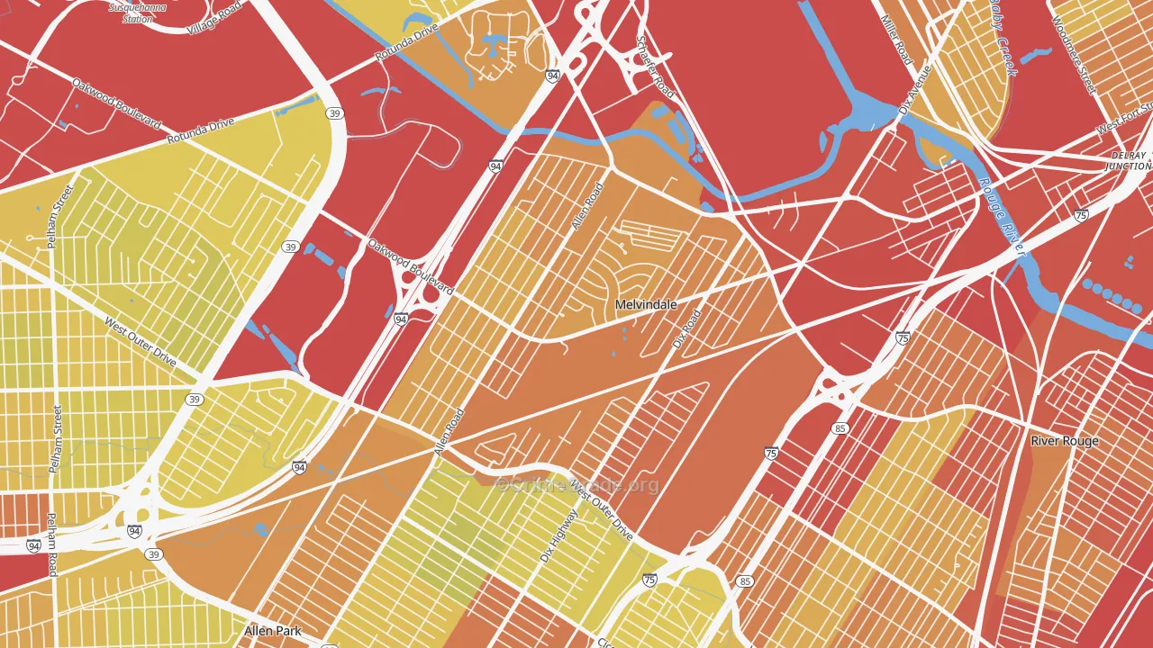 Melvindale, MI Map of Drug-Related Crime Rates