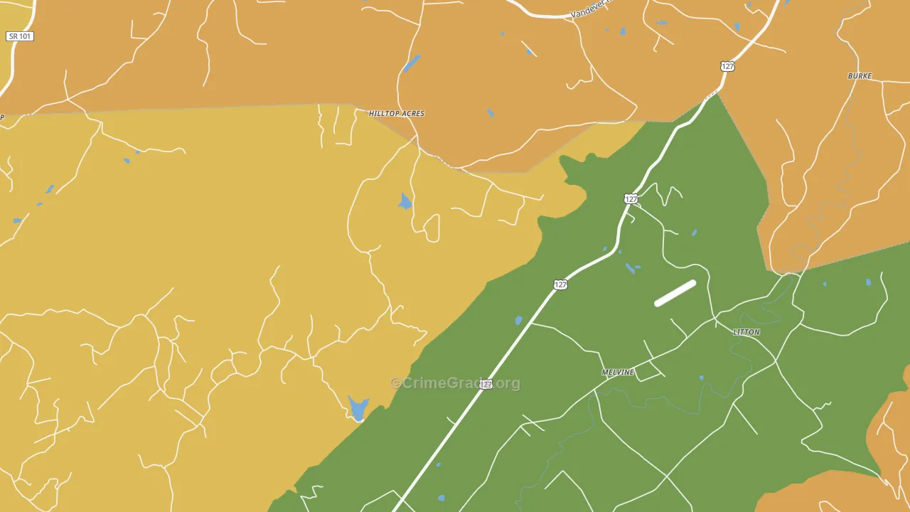 Melvine, TN Map of Drug-Related Crime Rates