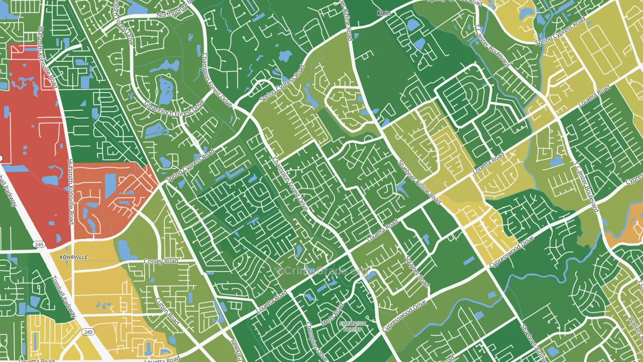 Memorial Northwest, Spring, TX Map of Drug-Related Crime Rates