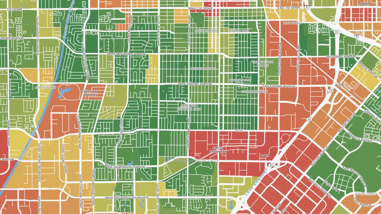 Memorial Park, Santa Ana, CA Map of Drug-Related Crime Rates
