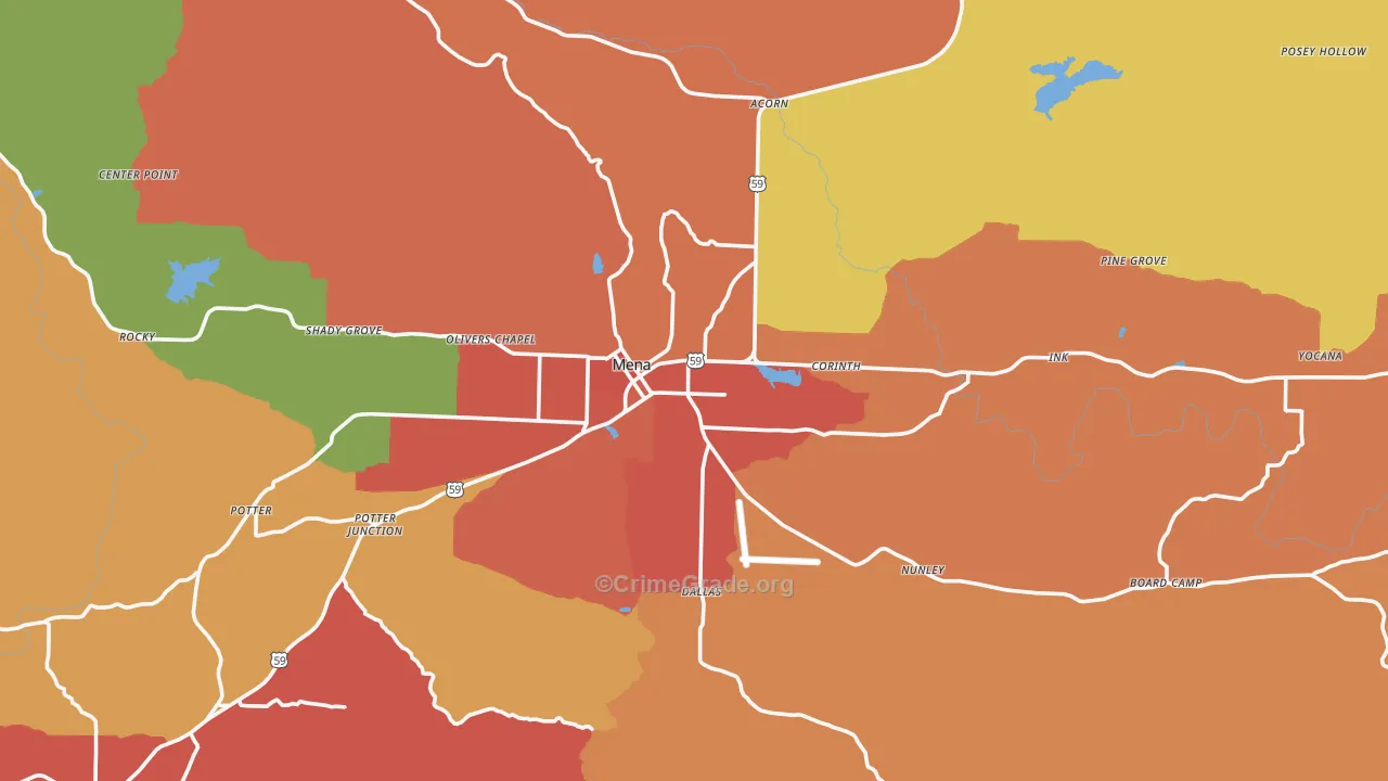Mena, AR Map of Drug-Related Crime Rates