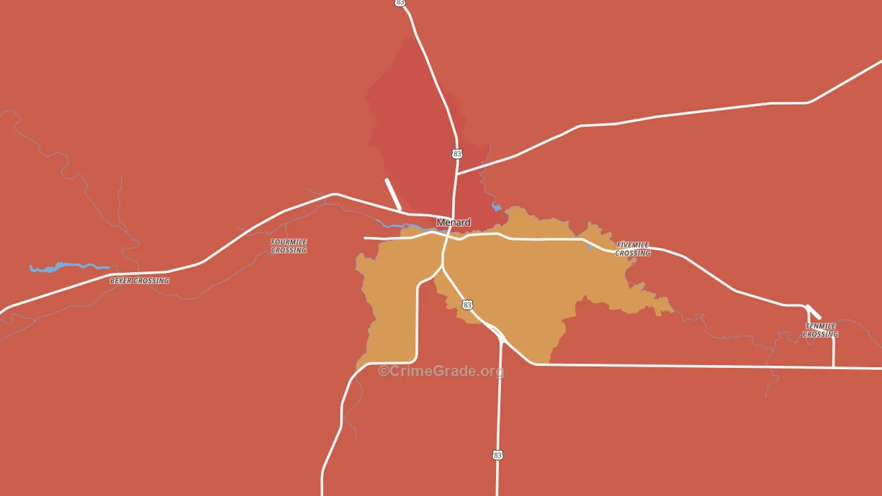 Menard, TX Map of Drug-Related Crime Rates