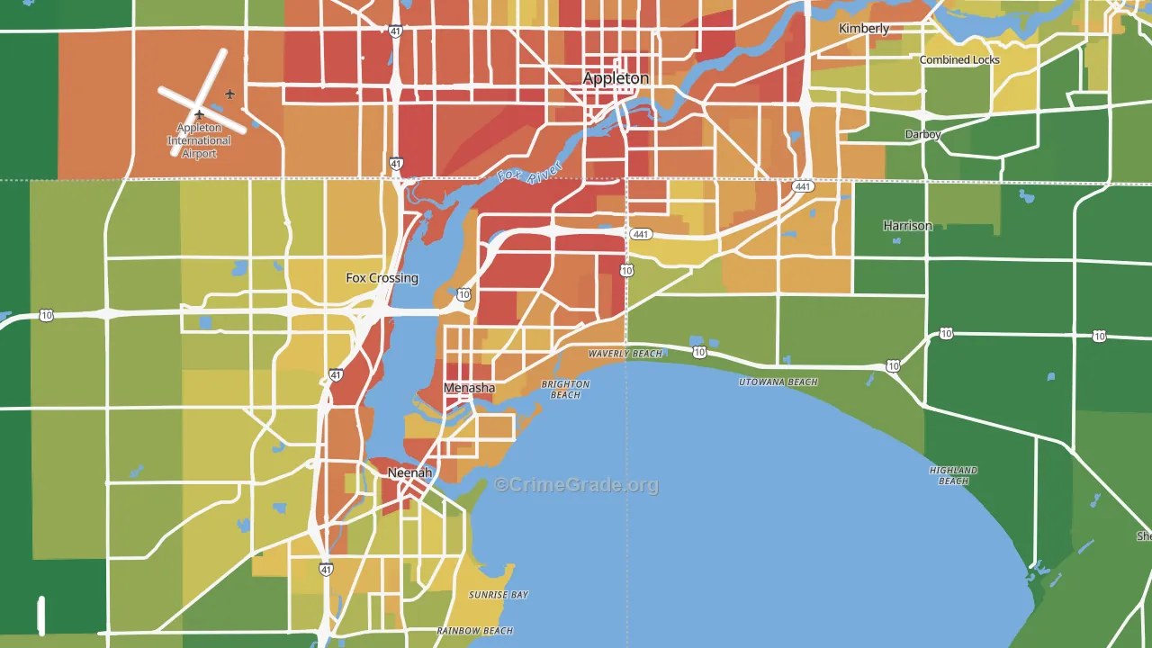 Menasha, WI Map of Drug-Related Crime Rates