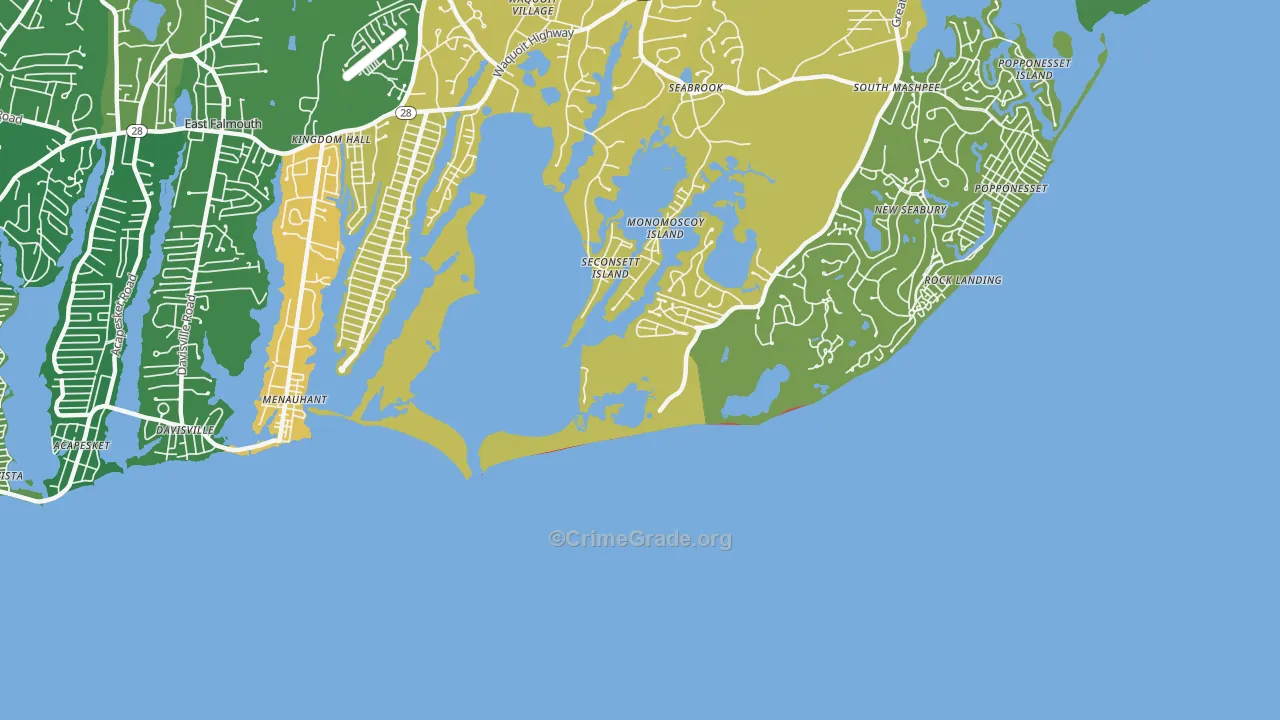 Menauhant, MA Map of Drug-Related Crime Rates