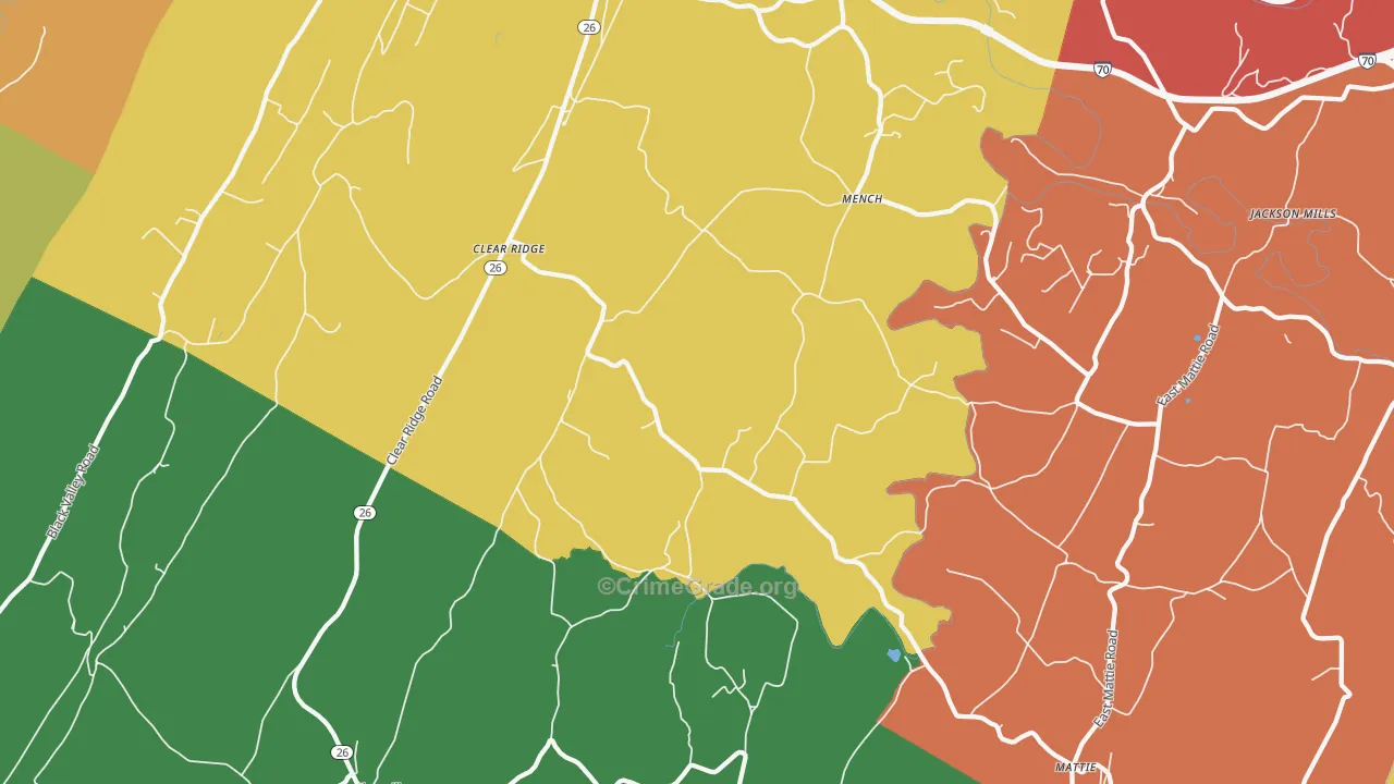 Mench, PA Map of Drug-Related Crime Rates