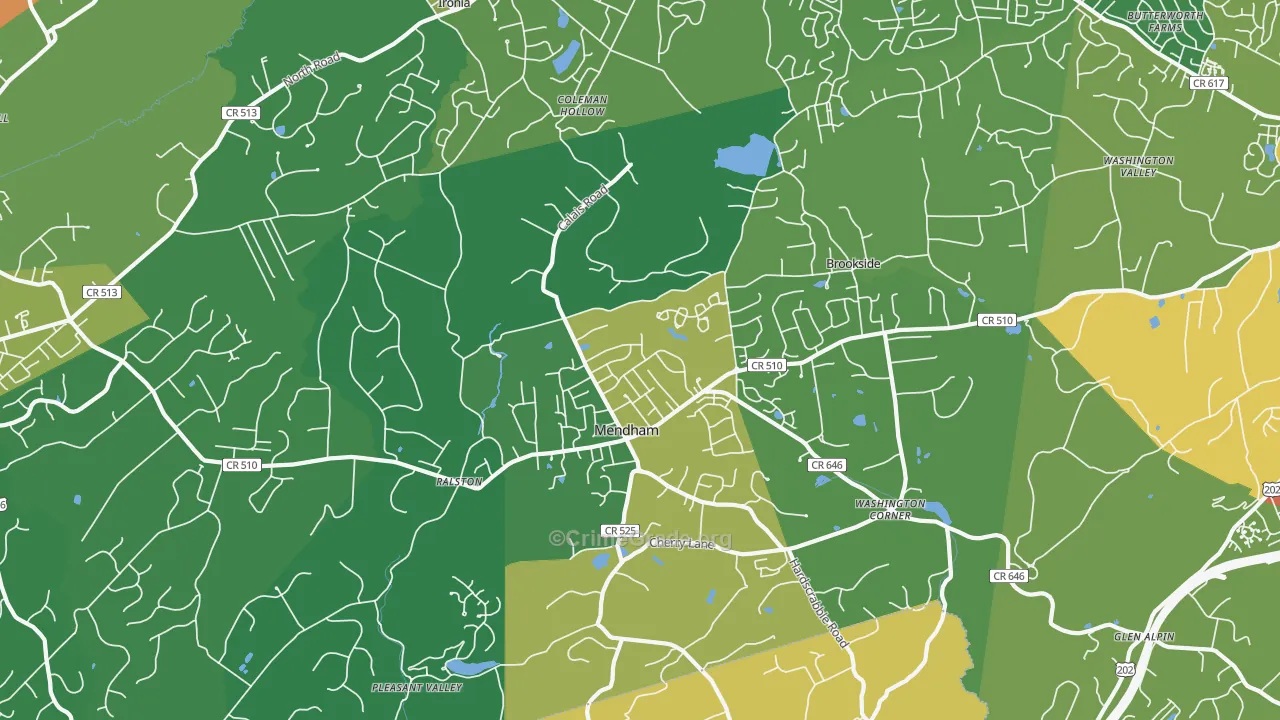 Mendham, NJ Map of Drug-Related Crime Rates