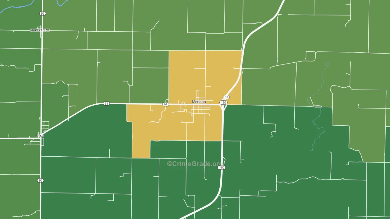 Mendon, IL Map of Drug-Related Crime Rates