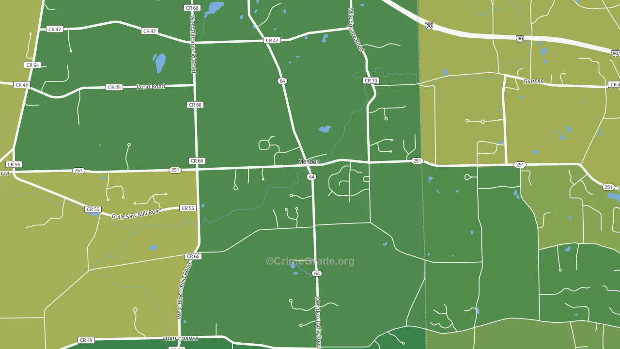 Mendon, NY Map of Drug-Related Crime Rates