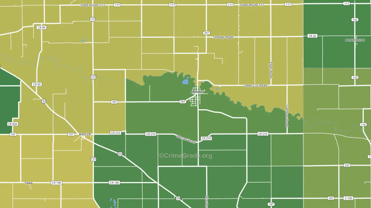 Mendon, OH Map of Drug-Related Crime Rates