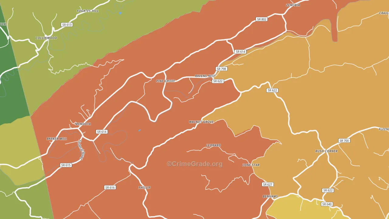 Mendota, VA Map of Drug-Related Crime Rates