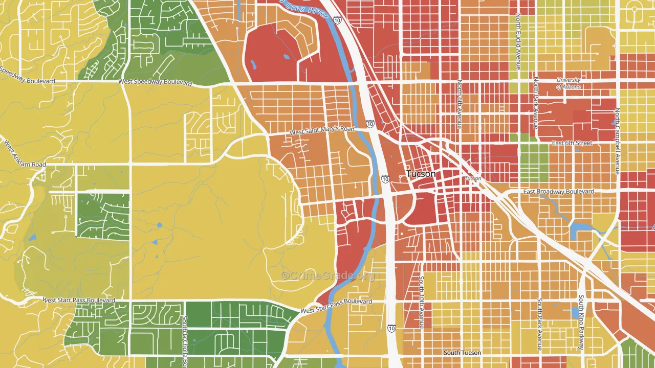 Menlo Park, Tucson, AZ Map of Drug-Related Crime Rates